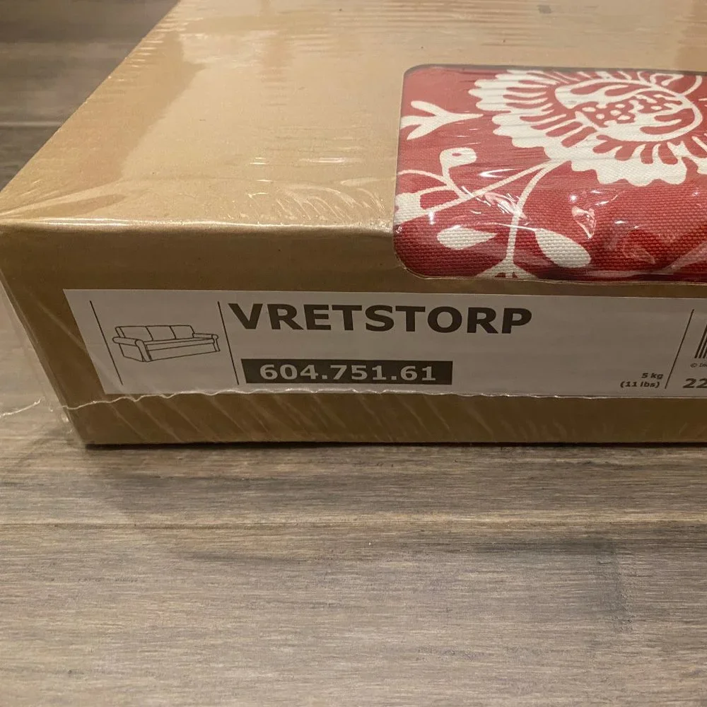 New in box ! IKEA VRETSTORP Cover For Sleeper Sofa Virestad Red/white 604.751.61